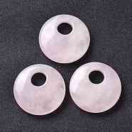 Natural Rose Quartz Pendants, Flat Round, 40~41x8~9mm, Hole: 12~15mm(G-F708-05G)