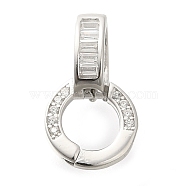 925 Sterling Silver Micro Pave Clear Cubic Zirconia Twister Clasps, Real Platinum Plated, 15mm(STER-U006-10P)