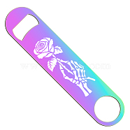 402 Stainless Steel Bottle Opener, Flower, 38x178x2mm, 85mm(AJEW-WH0510-003)
