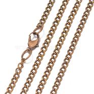 Iron Curb Chain Necklace Making, Side Chain, with Lobster Clasp, Antique Bronze, 31.9 inch(MAK-K001-01AB)