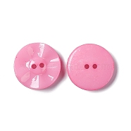 Acrylic Sewing Buttons, Plastic Buttons for Costume Design, 2-Hole, Dyed, Flat Round, Pink, 15x3mm, Hole: 0.5mm(BUTT-E073-C-08)