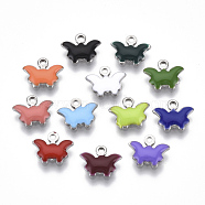 201 Stainless Steel Enamel Charms, Butterfly, Stainless Steel Color, Mixed Color, 7.5x9x1.5mm, Hole: 1.2mm(STAS-N088-20)