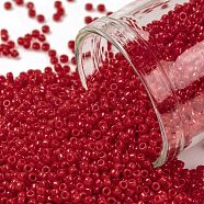 TOHO Round Seed Beads, Japanese Seed Beads, (45A) Opaque Cherry, 15/0, 1.5mm, Hole: 0.7mm, about 3000pcs/10g(X-SEED-TR15-0045A)