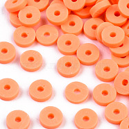 Handmade Polymer Clay Beads, Disc/Flat Round, Heishi Beads, Coral, 4x1mm, Hole: 1mm, about 55000pcs/1000g(CLAY-R067-4.0mm-B11)