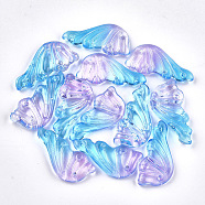 Spray Painted Glass Pendants, Wing, Sky Blue, 36x18x5.5~6mm, Hole: 1mm(GGLA-S041-01F)