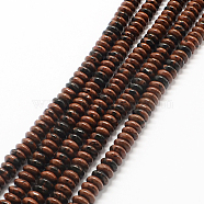 Rondelle Natural Mahogany Obsidian Bead Strands, 6~7x3~4mm, Hole: 1mm, about 140pcs/strand, 15.7 inch(X-G-Q447-03)