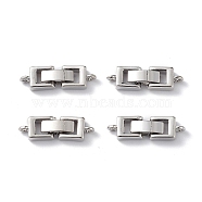 Rack Plating Brass Fold Over Clasps with Loops, for Bracelet Necklace Making, Cadmium Free & Lead Free, Long-Lasting Plated, Platinum, 22x7x4mm, Hole: 1.6mm(KK-L184-89P)