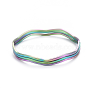 Fashion 304 Stainless Steel Bangle Sets, Rainbow Color, 2-5/8 inch(6.8cm), 3pcs/set(BJEW-L664-017M)