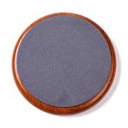 Flat Round Wood Pesentation Jewelry Bracelets Display Tray, Covered with Microfiber, Coin Stone Organizer, Gray, 18.1x2.2cm(ODIS-P008-15C-02)