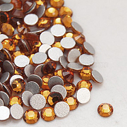 Glass Flat Back Rhinestone, Grade A, Back Plated, Faceted, Half Round, Topaz, 3.8~4mm, about 1440pcs/bag(RGLA-C002-SS16-203)