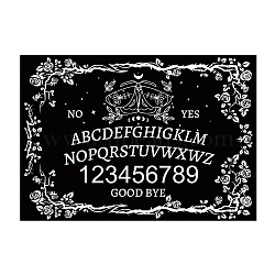 MDF Wooden Hanging Wall Board Decorations, Welcome Sign Plank for DIY Pendant Making, Rectangle with Numbers and Letters, Black, Floral Pattern, 300x210x5mm(DIY-WH0272-002)