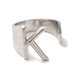 Non-Tarnish 201 Stainless Steel Finger Rings, Letter K, Inner Diameter: 18mm(RJEW-H223-04P-K)