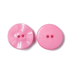 Acrylic Sewing Buttons, Plastic Buttons for Costume Design, 2-Hole, Dyed, Flat Round, Pink, 15x3mm, Hole: 0.5mm(BUTT-E073-C-08)