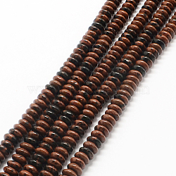 Rondelle Natural Mahogany Obsidian Bead Strands, 6~7x3~4mm, Hole: 1mm, about 140pcs/strand, 15.7 inch(X-G-Q447-03)