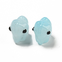 Handmade Transparent Glass Beads, Hand Painted Beads, with Enamel, Elephant, Light Blue, 11x9.5x14.5mm, Hole: 1.2~1.4mm(GLAA-N0028-01D)