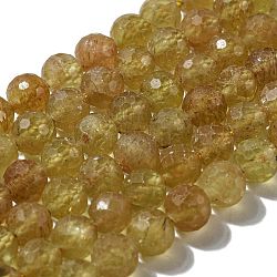 Natural Yellow Apatite Beads Strands, Faceted(128 Facets), Round, 6mm, Hole: 0.8mm, about 62~67pcs/strand, 15.16~15.55 inch(38.5~39.5cm)(G-G927-09A)