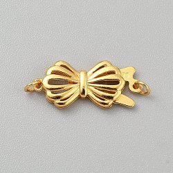 925 Sterling Silver Box Clasps, Bowknot, with Jump Ring, Golden, 8.5x20x2.5mm, Hole: 2mm(STER-WH0004-062G)