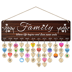 Wood Hanging Board, with Hemp Rope, for Birthday, Party Decoration, Rectangle with Word, Flower, 120x400x5mm(AJEW-WH0623-046)