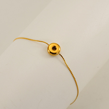 304 Stainless Steel Serpentine Chain Bracelets, Chunk Letter Link Bracelets for Women, Real 18K Gold Plated, Letter O, 6.50 inch(16.5cm), letter: 7~8.5x6~10.5mm
