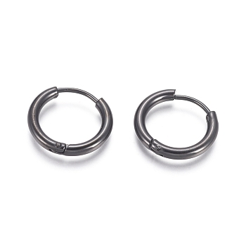 304 Stainless Steel Huggie Hoop Earrings, Hypoallergenic Earrings, with 316 Surgical Stainless Steel Pin, Electrophoresis Black, 10 Gauge, 17x2.5mm, Pin: 1mm, Inner Diameter: 12mm