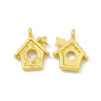 Rack Plating Alloy Pendants, Cadmium Free & Lead Free & Nickle Free, House Charms, Matte Gold Color, 17.5x13.5x2.8mm, Hole: 2.2mm