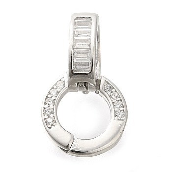 925 Sterling Silver Micro Pave Clear Cubic Zirconia Twister Clasps, Real Platinum Plated, 15mm