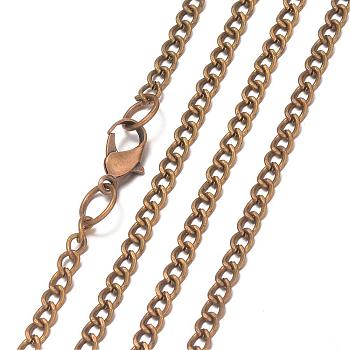 Iron Curb Chain Necklace Making, Side Chain, with Lobster Clasp, Antique Bronze, 31.9 inch