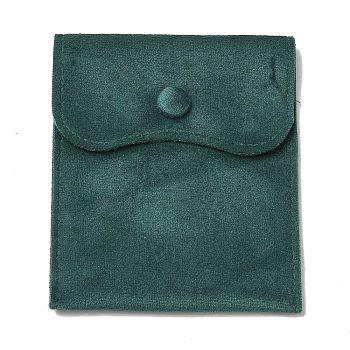 Velvet Jewelry Pouches, Jewelry Gift Bags with Snap Button, for Ring Necklace Earring Bracelet Storage, Rectangle, Dark Cyan, 11.9x11x0.2cm