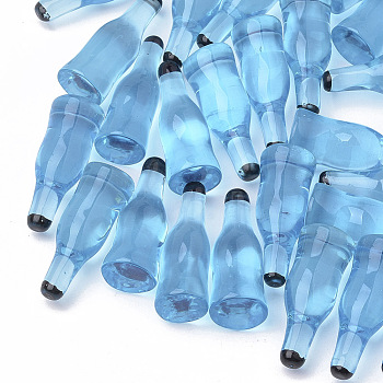 Resin Cabochons, Liquor/Bottle, Light Sky Blue, 26x9~11mm