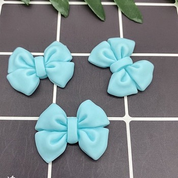 Resin Bowknot Cabochons, DIY for Bobby Pin Hair Accessories, Cyan, 19x24mm