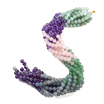 Natural Flower Amazonite & Amethyst & Flower Amazonite & Green Aventurine & Blue Aventurine Beads Strands, Round, 12mm, about 32pcs/strand, 14.96''(38cm)