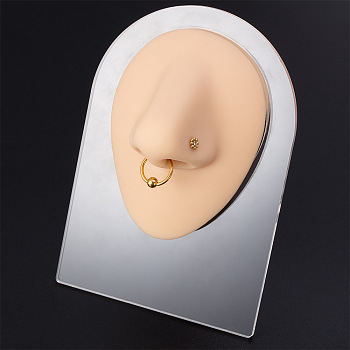 Soft Silicone Nose Flexible Model Body Part Displays with Acrylic Stands, Jewelry Display Teaching Tools for Piercing Suture Acupuncture Practice, PeachPuff, Stand: 8x5.1x10.6cm, Silicone: 7.4x6x3.9cm