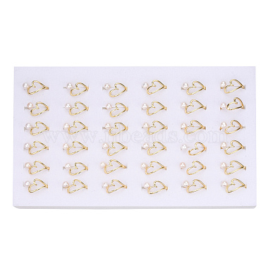 Brass Hollow Heart Open Cuff Rings with Natural Pearl(PEAR-N020-05L)-4