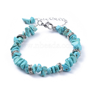 Natural & Synthetic Mixed Stone Chip Bracelets(BJEW-JB04489)-2