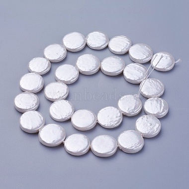 Snow Flat Round Shell Pearl Beads