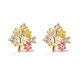 Colorful Enamel Flower of Life Stud Earrings with Cubic Zirconia(EJEW-G288-30G)-1