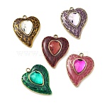 304 Stainless Steel Enamel Pendants, Heart Charms, with Rhinestone, Golden, Mixed Color, 19.5x15x4mm, Hole: 1.4mm(STAS-F345-03G)