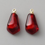Transparent Resin Pendants, Pomegranate Seed Charm, with Golden Iron Loop, Dark Red, 16x8x6mm, Hole: 1.4mm(RESI-WH0034-71B)