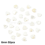 50Pcs Natural Freshwater Shell Beads, Top Drilled Beads, Heart, Creamy White, 6~7x5.5~7x2.5mm, Hole: 0.7mm(SHEL-YW0001-19)