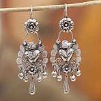 Flower Tassel Alloy Dangle Earrings, Antique Silver, 54mm(FS-WGCBCB2-01)