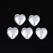 ABS Plastic Imitation Pearl Beads, Heart, Creamy White, 12x11x4.5mm, Hole: 1.4mm, about 1300pcs/500g(OACR-N008-140)