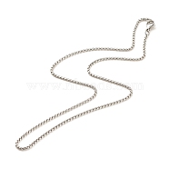 304 Stainless Steel Box Chains Necklace for Women, Stainless Steel Color, 17.72 inch(45cm)(NJEW-JN03892-04)