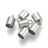 201 Stainless Steel Cord Ends, End Caps, Column, Stainless Steel Color, 9.5x6mm, Hole: 2mm, Inner Diameter: 5mm(STAS-R098-03B)
