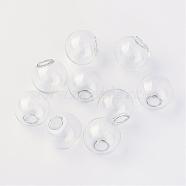 Round Mechanized One Hole Blown Glass Globe Ball Bottles, for Stud Earring or Crafts, Clear, 10mm, Hole: 3~5mm(BLOW-R001-10mm)