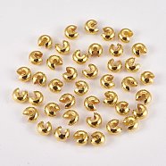 Brass Crimp Beads Covers, Round, Golden, 6mm In Diameter, Hole: 1mm(X-KK-G311-08G)