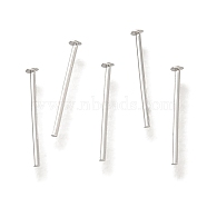 Brass Flat Head Pins, Lead Free & Cadmium Free, 925 Sterling Silver Plated, 10x0.8mm, Head: 1mm(KK-H502-01A-S)