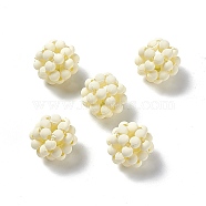 Handmade Plastic Woven Beads, Frosted Round, Linen, 15mm, Hole: 3mm(KY-P015-04A)