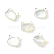 5Pcs Natural White Shell Beads, Cat Head, Seashell Color, 6x7x3mm, Hole: 0.8mm(BSHE-CJ0001-07)