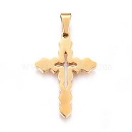 304 Stainless Steel Pendants, Cut-Out, with Hollow, Cross, Golden, 31x21.5x2.2mm, Hole: 8x4mm(STAS-H469-18G)