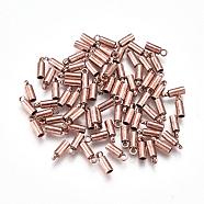 Brass Cord Ends, End Caps, Red Copper, 6x2mm, Hole: 1mm, Inner Diameter: 1.5mm(KK-F769-22R)